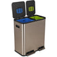 SIMPLI-MAGIC 70 Liter / 18.5 Gallon Dual Compartment Recycling Trash Can – Hands-Free Kitchen Step Bin with Soft-Close Lid, Odor Filter, Stainless Steel Foot Pedal, (40L + 30L) Rose Gold Finish