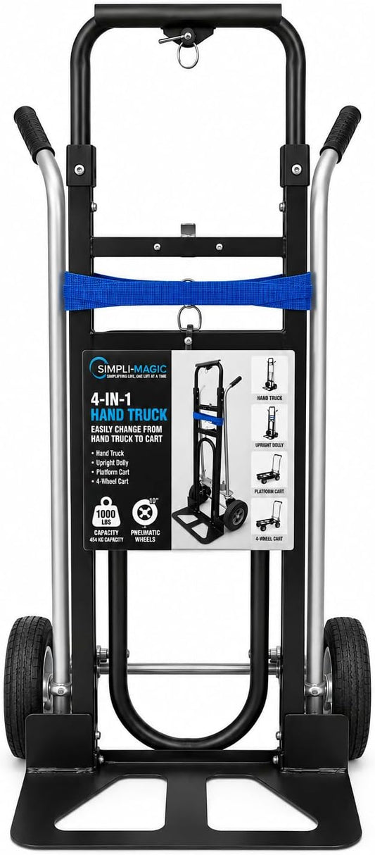 SIMPLI-MAGIC 4 in 1 Convertible Hand Truck (Black/Silver)