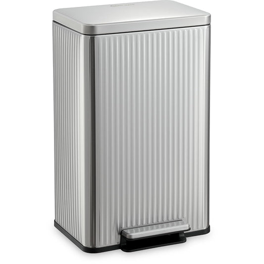 SIMPLI-MAGIC 13 Gallon/50 Liter Silver Trash Can Fluted Edge
