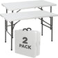 SIMPLI-Magic White Foldable Table (4FT), 2-Pack Indoor/Outdoor Folding Utility Tables with Carry Handle for Parties, Events, Crafts, and Picnics