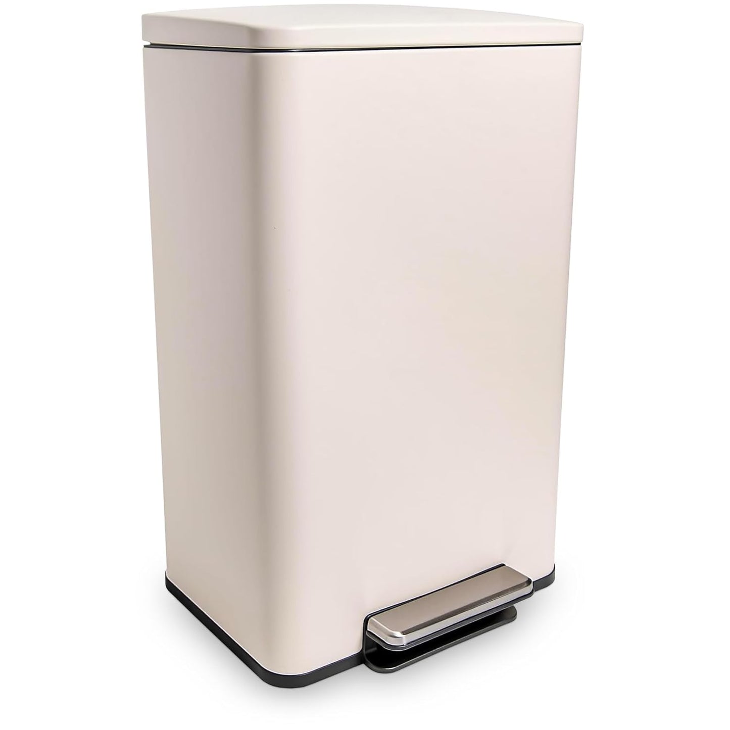 SIMPLI-Magic 13.2 Gallon/50 Liter, Kitchen Trash Can, Stainless Steel, Step-On Garbage Bin with Removable Inner Bucket for Kitchen, Office, and Bedroom, White