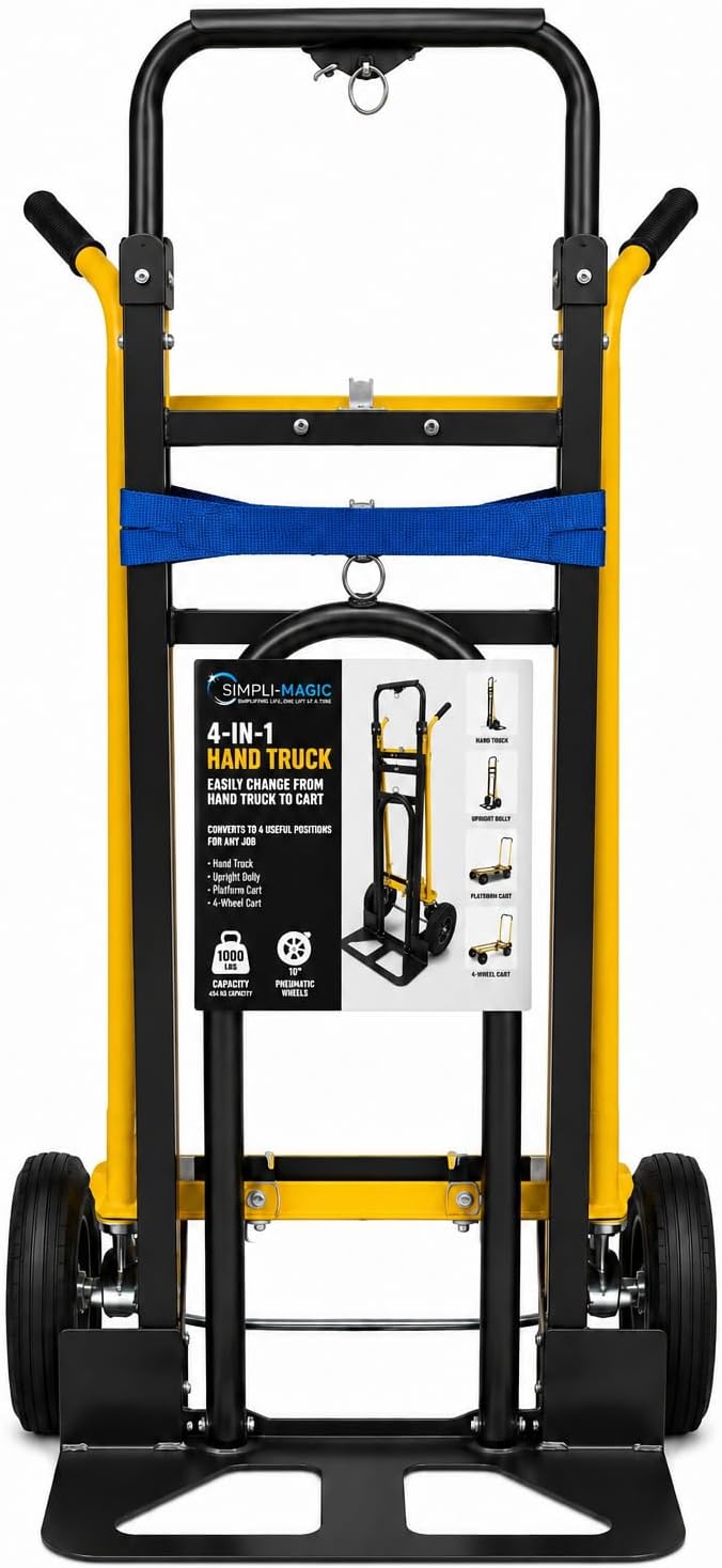SIMPLI-MAGIC 4 in 1 Convertible Hand Truck (Black/Yellow)