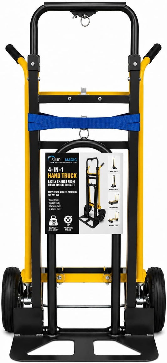 SIMPLI-MAGIC 4 in 1 Convertible Hand Truck (Black/Yellow)