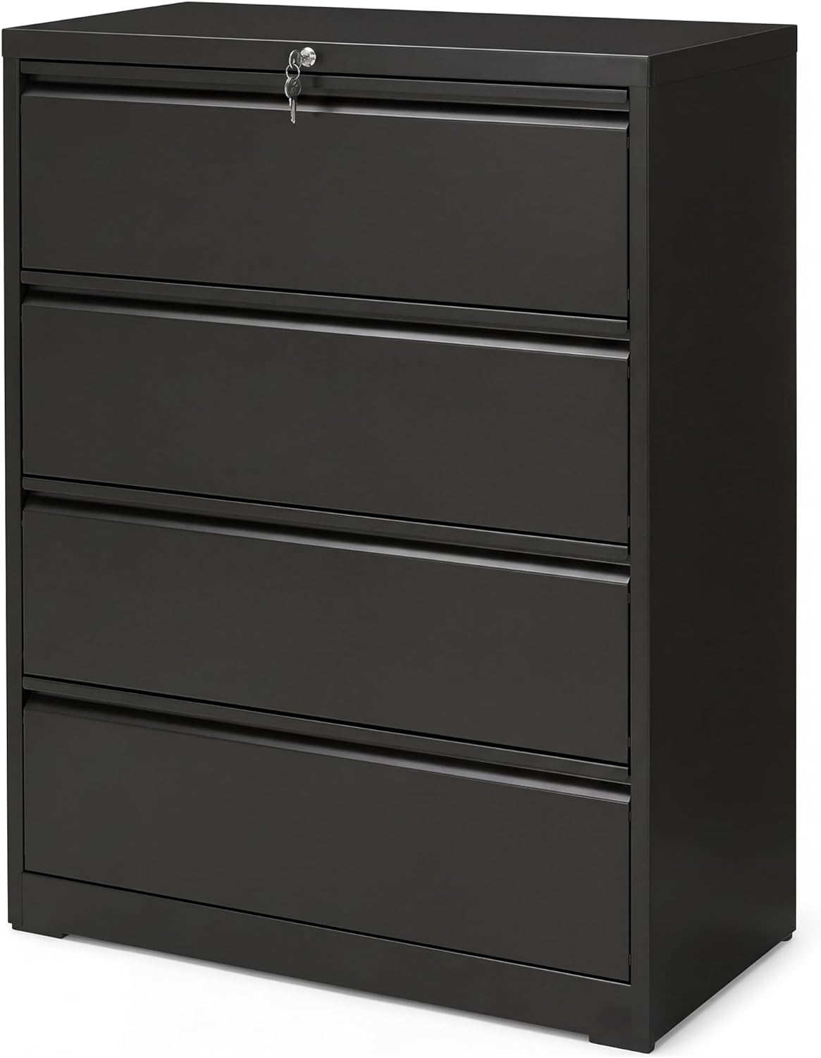 SIMPLI-MAGIC 4 Drawer Lateral Metal File Cabinet with Lock, Black