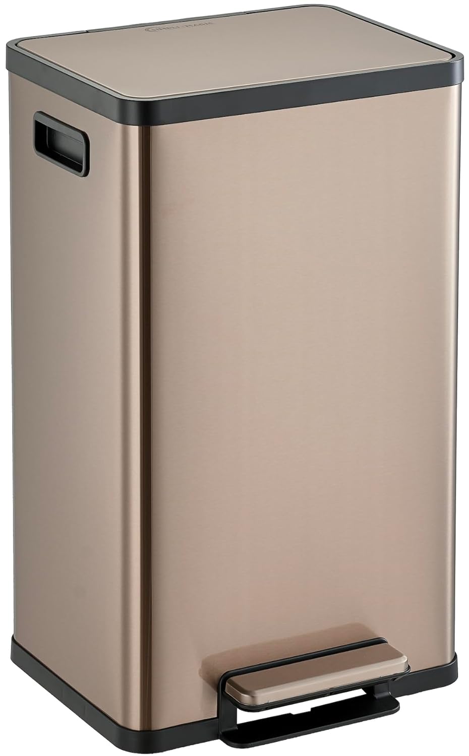 SIMPLI-MAGIC 13 Gallon/50 Liter Kitchen Trash Can, Stainless Steel Step-On Garbage Bin with Side Handles, Built-In Odor Filter Holder & Removable Inner Bucket for Kitchen & Office & Bedroom, Rose Gold