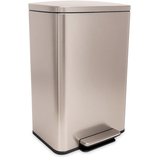 SIMPLI-Magic 13.2 Gallon/50 Liter, Kitchen Trash Can, Stainless Steel, Step-On Garbage Bin with Removable Inner Bucket for Kitchen, Office, and Bedroom, Rose Gold