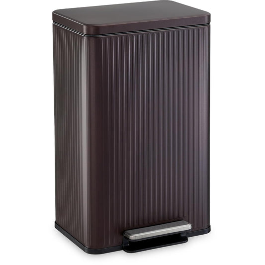 SIMPLI-MAGIC 13 Gallon/50 Liter Brown Trash Can Fluted Edge