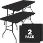 SIMPLI-MAGIC Black Foldable Table (6FT), 2-Pack Indoor/Outdoor Folding Utility Tables with Carry Handle for Parties, Events, Crafts, and Picnics