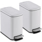 SIMPLI-MAGIC 6L/1.6G Stainless Steel Bathroom Trash Can with Hands-Free Foot Pedal, Quiet Soft-Close Lid, Compact Space Saving Size, White, 2 Pack