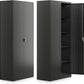 SIMPLI-MAGIC Metal Garage Storage Cabinet with Lock, Tall Tool Organizer Steel Locker, 4 Adjustable Shelves for Home, Office, Warehouse, Garage, Black