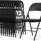 SIMPLI-Magic Black Foldable Chairs with Cushion, 12-Pack Padded Folding Chairs for Indoor/Outdoor Parties, Events, Weddings, and Dining