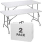 SIMPLI-Magic White Foldable Table (6FT), 2-Pack Indoor/Outdoor Folding Utility Tables with Carry Handle for Parties, Events, Crafts, and Picnics