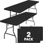 SIMPLI-MAGIC Black Foldable Table (8FT), 2-Pack Indoor/Outdoor Folding Banquet Tables with Carry Handle for Parties, Events, and Catering