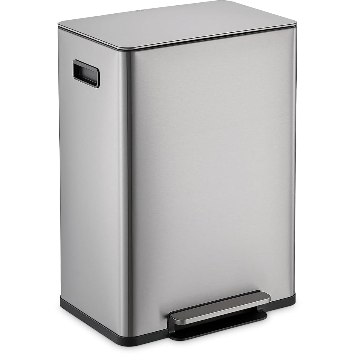 SIMPLI-MAGIC Infinity Edge 60L / 16 Gallon Kitchen Trash Can - Hands-Free Step Pedal, Soft-Close Lid, Stainless Steel Garbage Can with Inner Bucket