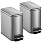SIMPLI-MAGIC 6L/1.6G Stainless Steel Bathroom Trash Can with Hands-Free Foot Pedal, Quiet Soft-Close Lid, Compact Space-Saving Size, Black, 2 Pack