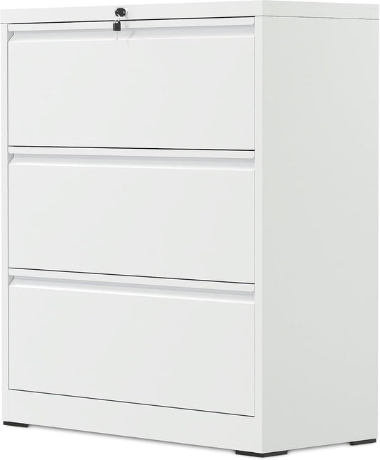 SIMPLI-MAGIC 3 Drawer Vertical Metal File Cabinet with Lock, White