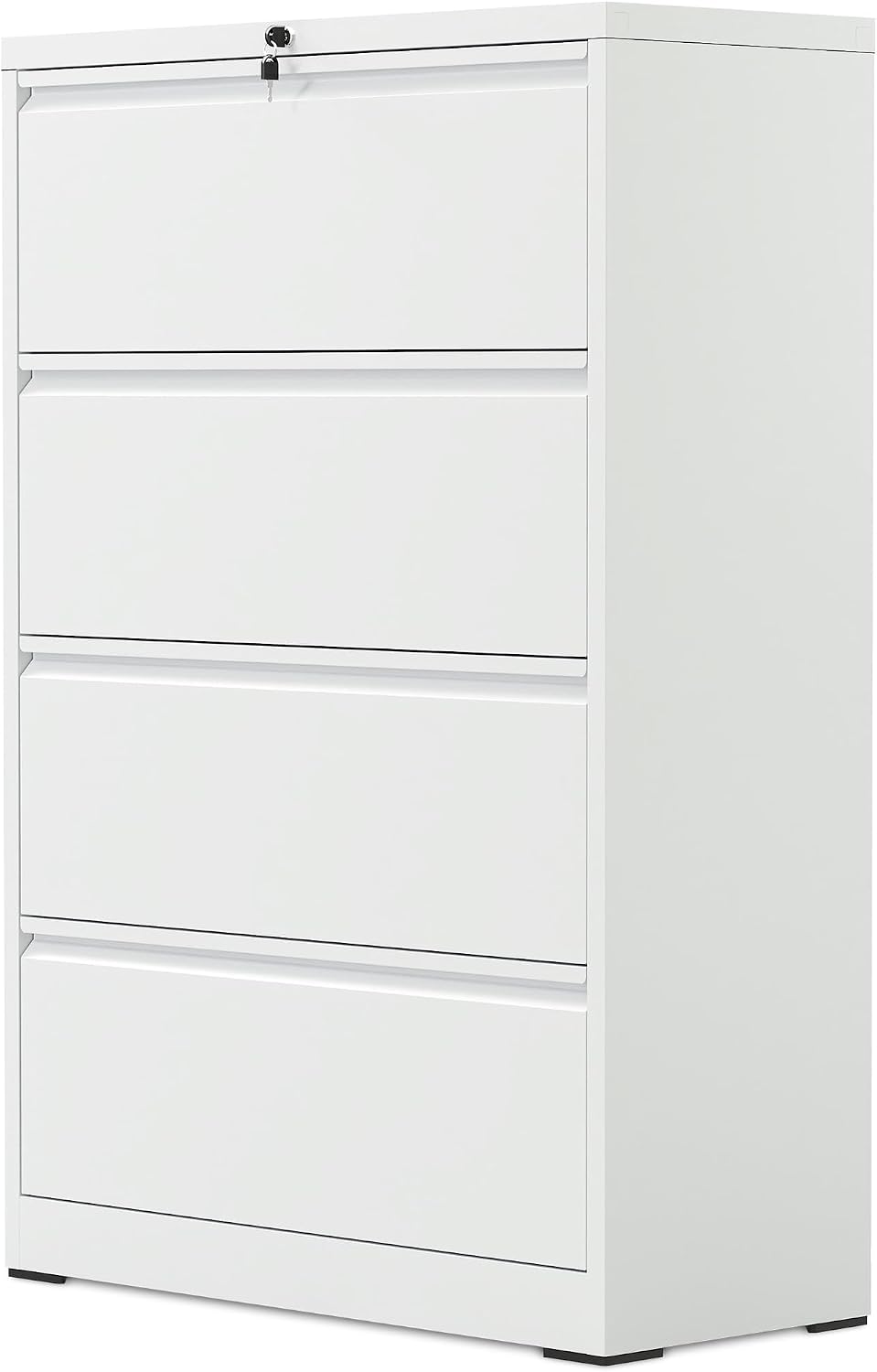 SIMPLI-MAGIC 4 Drawer Lateral Metal File Cabinet with Lock, White