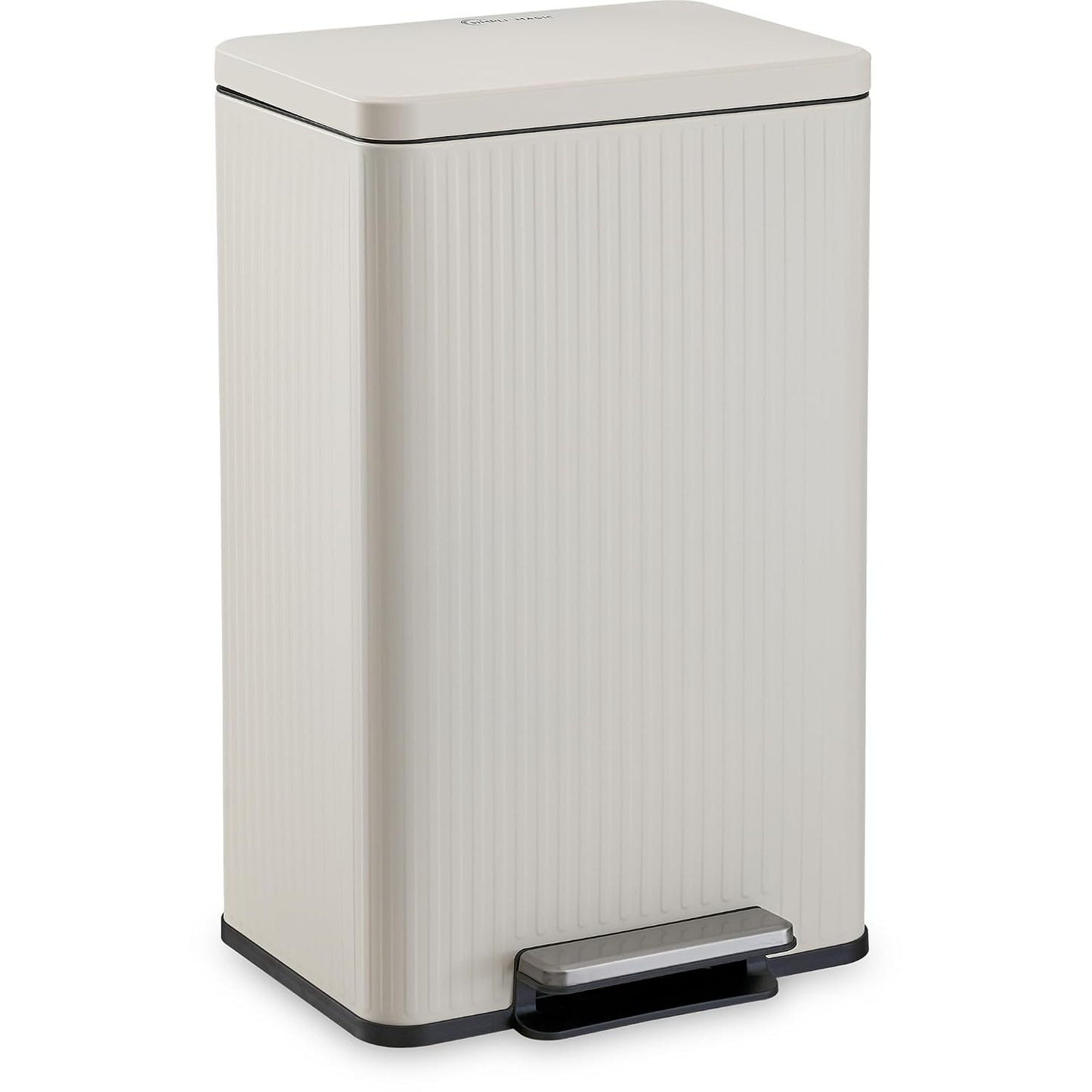 SIMPLI-MAGIC 13 Gallon/50 Liter Cream Trash Can Fluted Edge