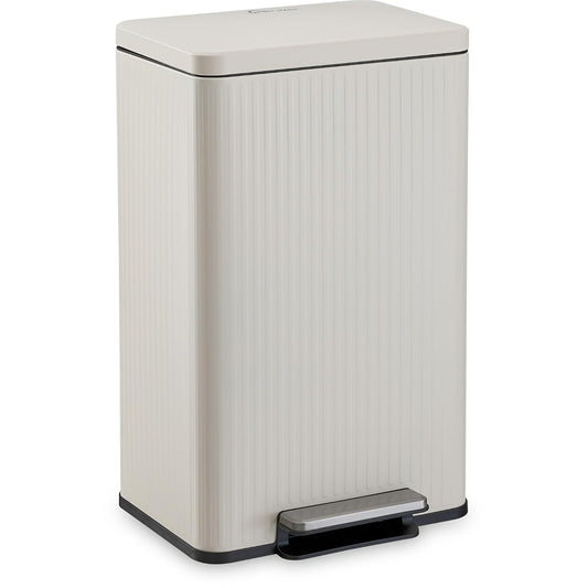 SIMPLI-MAGIC 13 Gallon/50 Liter Cream Trash Can Fluted Edge