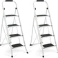 Simpli-Magic 4 Step Ladder 2 Pack, Folding Step Stool for Adults, Tested to 800 lb, Wide Anti-Slip Steps, Steel Frame, White