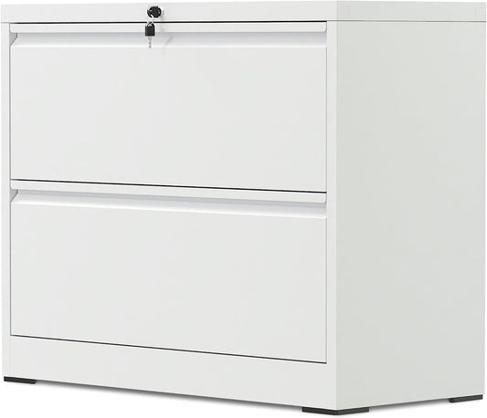 SIMPLI-MAGIC 2 Drawer Metal File Cabinet with Lock, Home Office, White