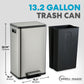SIMPLI-MAGIC 50 Liter / 13.2 Gallon Soft-Close, Smudge Resistant Trash Can with Foot Pedal and Built in Filter- Stainless Steel, Sleek Finish