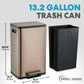 SIMPLI-MAGIC 13 Gallon/50 Liter Kitchen Trash Can, Stainless Steel Step-On Garbage Bin with Side Handles, Built-In Odor Filter Holder & Removable Inner Bucket for Kitchen & Office & Bedroom, Rose Gold