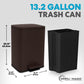 SIMPLI-Magic 13.2 Gallon/50 Liter, Kitchen Trash Can, Stainless Steel, Step-On Garbage Bin with Removable Inner Bucket for Kitchen, Office, and Bedroom, Brown
