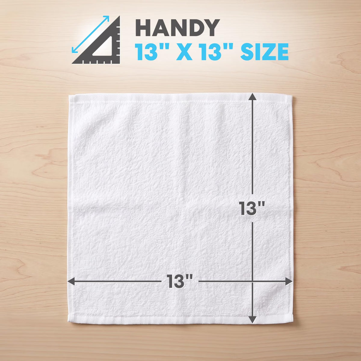 SIMPLI-MAGIC Cotton Terry Towels 13"x13" (50 Pack) – Highly Absorbent Soft Cleaning Rags – Commercial Terry Cloth for Kitchen, Bar, Restaurant (White)