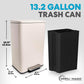 SIMPLI-Magic 13.2 Gallon/50 Liter, Kitchen Trash Can, Stainless Steel, Step-On Garbage Bin with Removable Inner Bucket for Kitchen, Office, and Bedroom, White