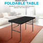 Simpli-Magic 4ft Portable Plastic Folding Table – Indoor & Outdoor Heavy-Duty Foldable Utility Table w/Handle for Party & Camping (Black)
