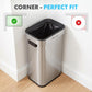SIMPLI-MAGIC 70 Liter / 18.5 Gallon Soft-Close, Smudge Resistant Open Top Trash Can with Stainless Steel, Sleek Finish