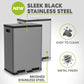 SIMPLI-MAGIC 16 Gallon (60L) Elegant Black Step Trash Can – Dual Compartment Kitchen Garbage Can with Waste & Recycling Bins – Slow-Close Lid, Odor Control, Hands-Free, Premium Stainless Steel