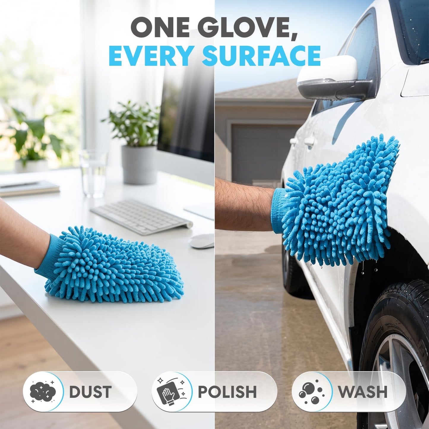 SIMPLI-Magic Spin Mop Kit with 3 Mop Heads & 2 Chenille Gloves