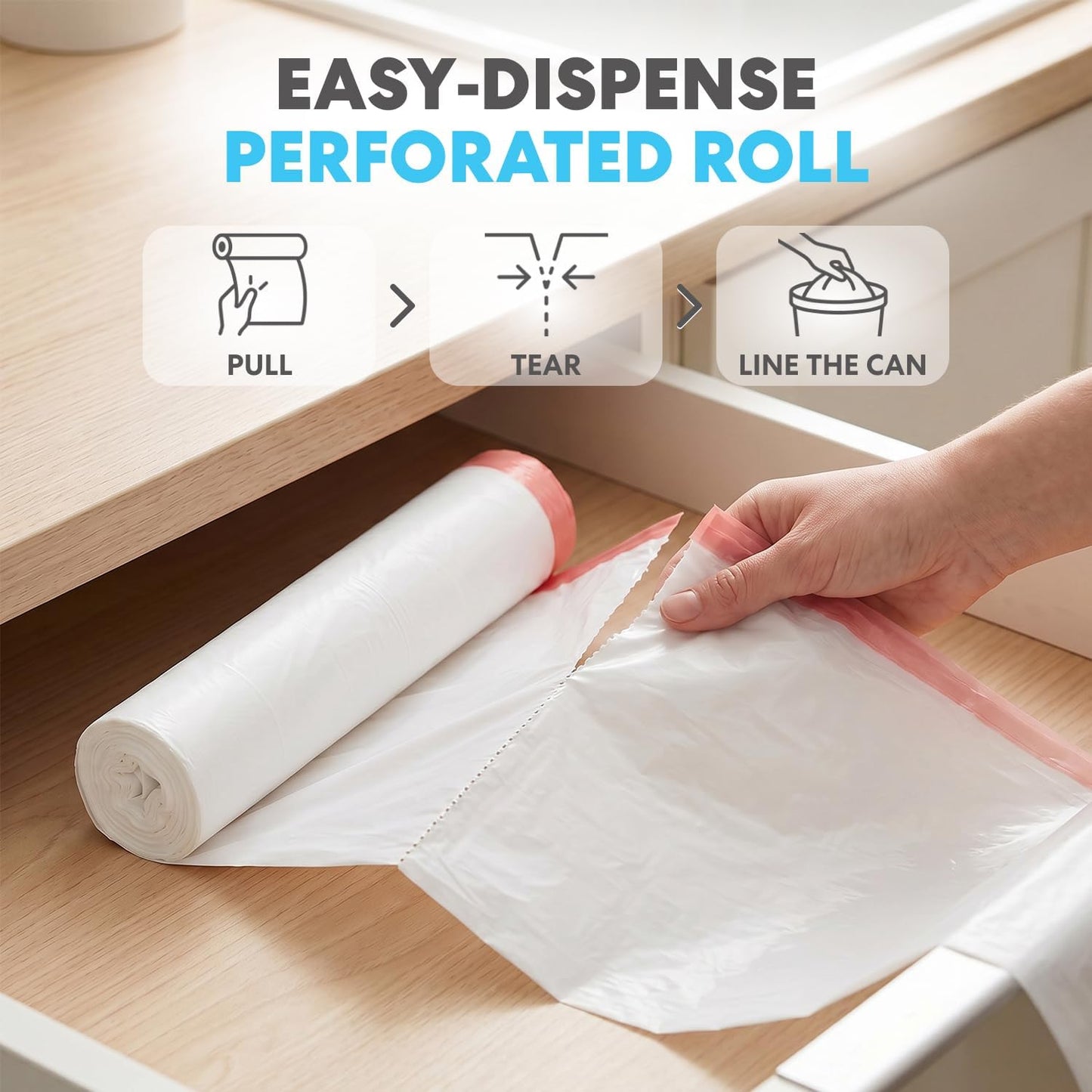 SIMPLI-MAGIC 16 Gallon / 60 Liter Trash Liner (Code D), Tear-Resistant Trash Bags for Kitchen, Office, Bathroom, and Bedroom Trash Cans, 60 pack