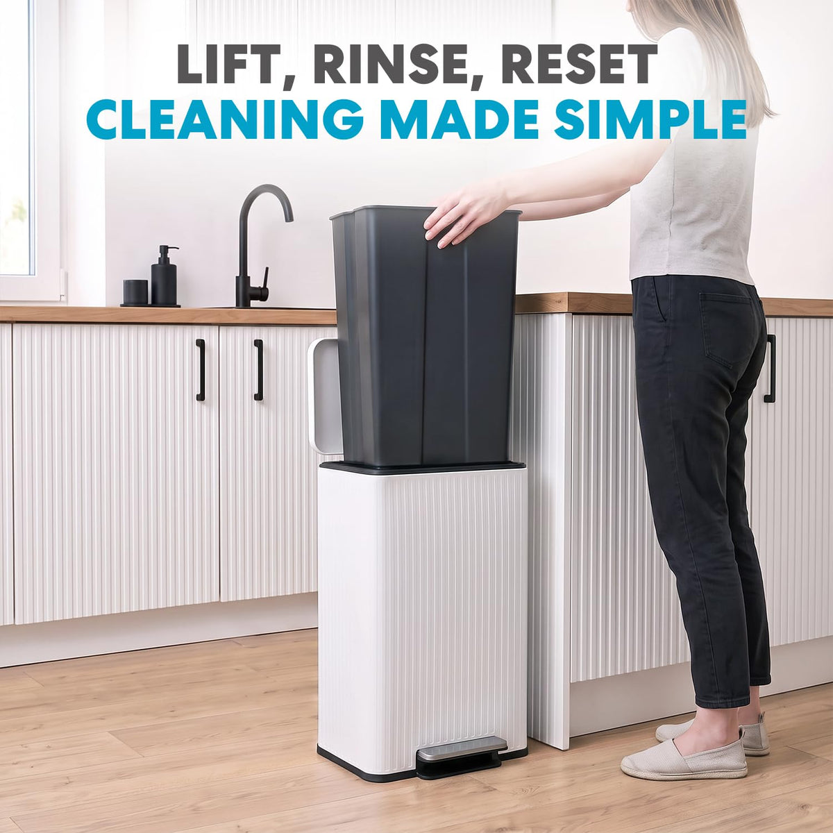 SIMPLI-MAGIC 13 Gallon/50 Liter Cloud Dancer Trash Can Fluted Edge