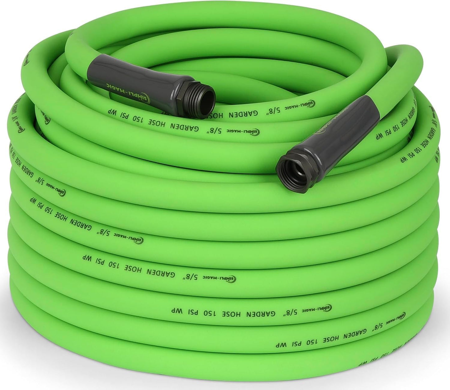 Simpli-Magic Garden Hose 50ft x 5/8", Water Hose Heavy Duty, Flexible, Lightweight Hybrid Hose with Grip Handle - 2 Pack