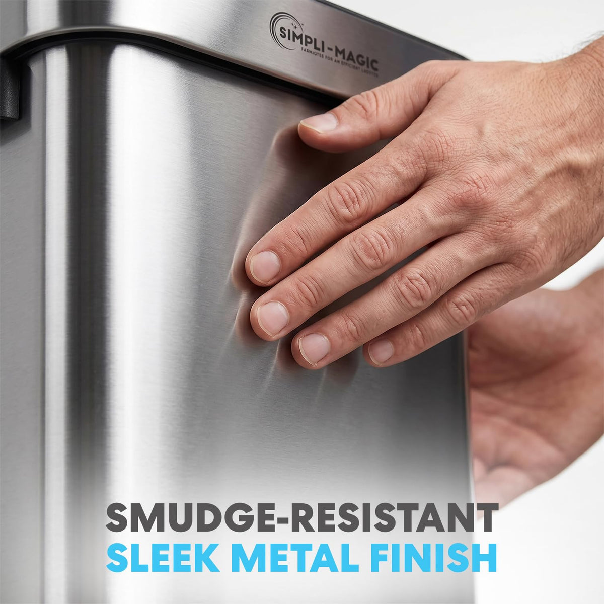 SIMPLI-MAGIC 70 Liter / 18.5 Gallon Soft-Close, Smudge Resistant Open Top Trash Can with Stainless Steel, Sleek Finish