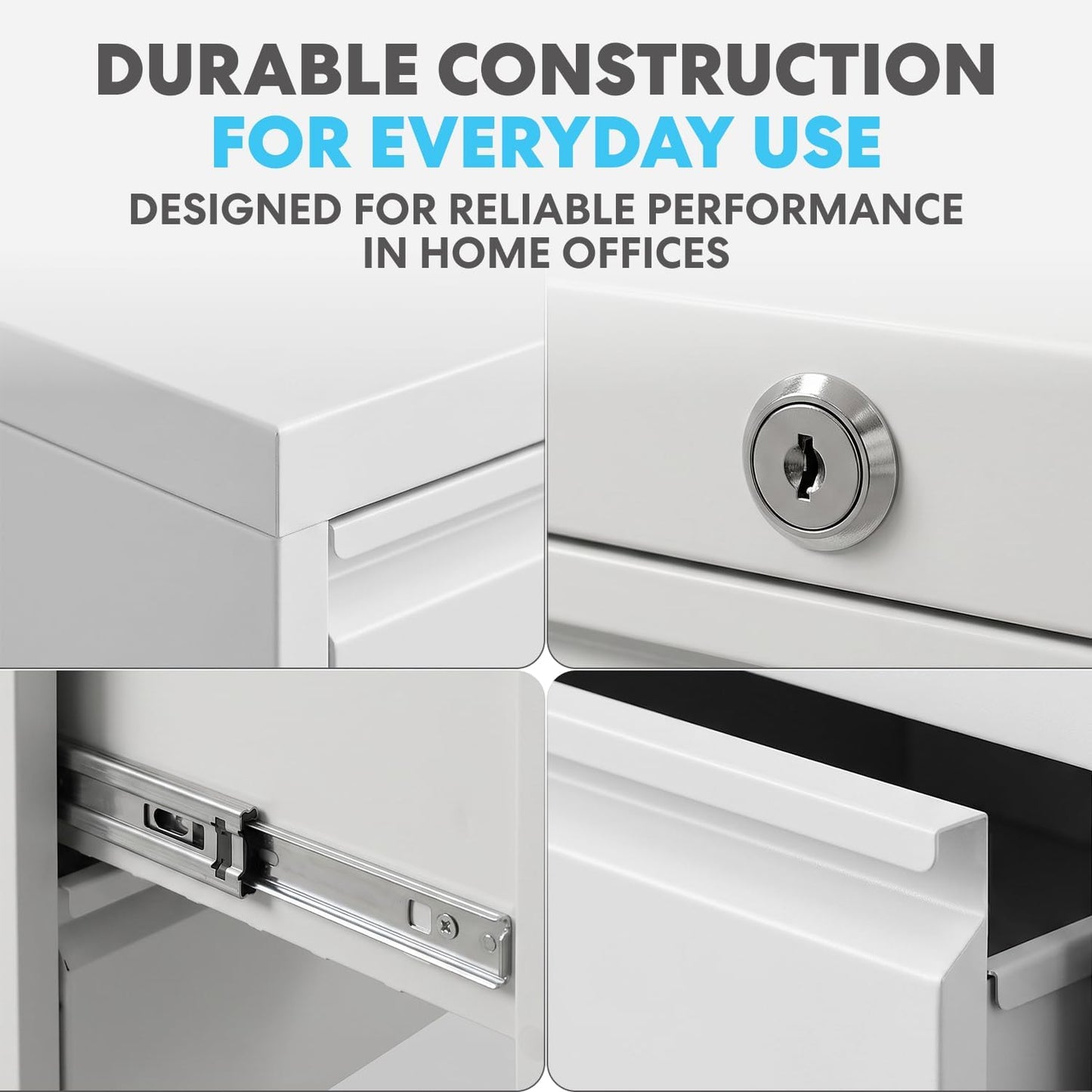 SIMPLI-MAGIC 2 Drawer Metal File Cabinet with Lock, Home Office, White