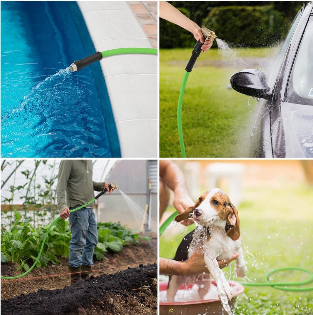 Simpli-Magic Garden Hose 100ft x 5/8", Water Hose Heavy Duty, Flexible, Lightweight Hybrid Hose with Grip Handle - 2 Pack