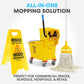 Simpli-Magic Upward Press Wringer Combo Commercial Mop Bucket on Wheels, 35 Quart,Yellow, Including Wet Floor Caution Sign and Mop Set 2 Pack