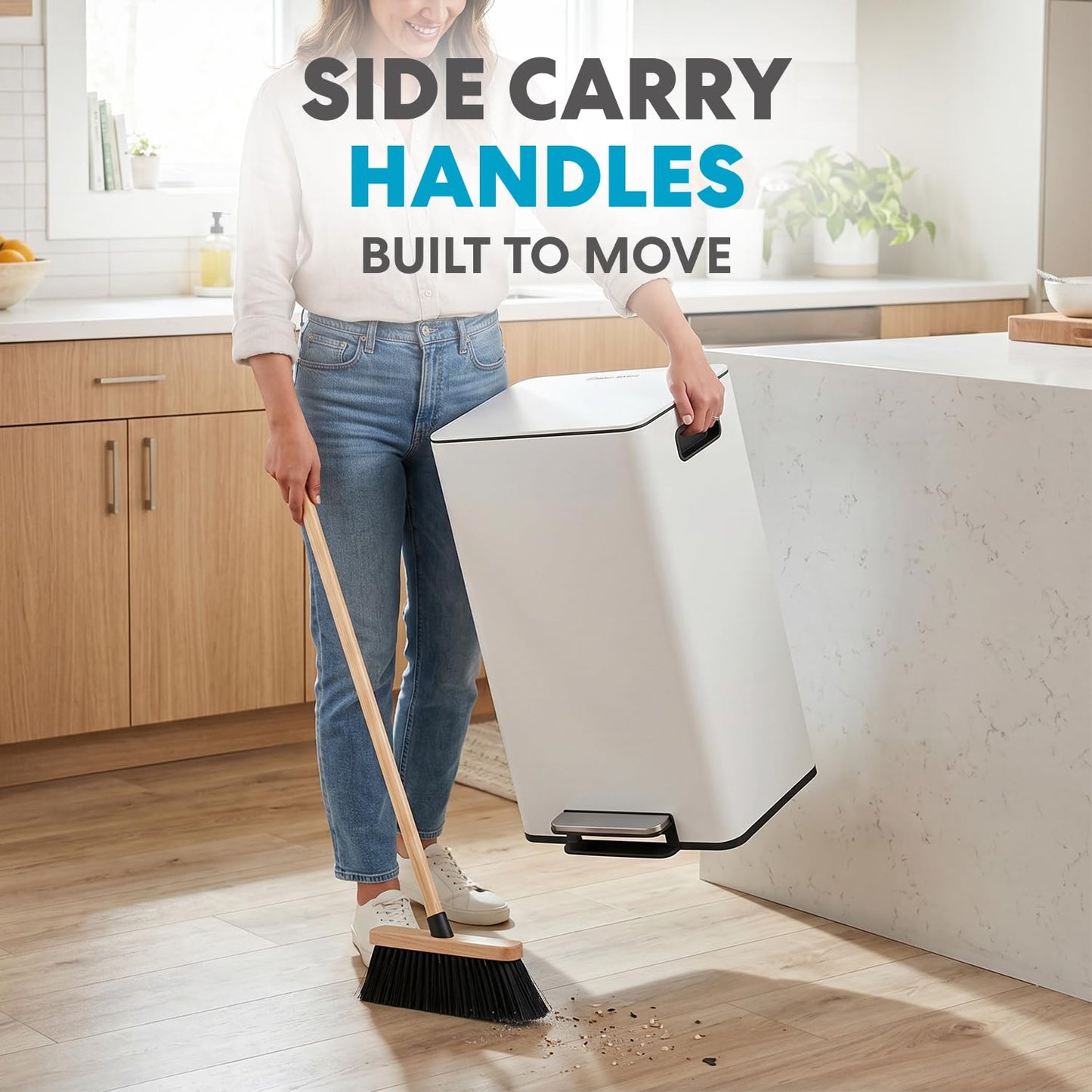 Simpli-Magic 13 Gallon / 50L Step Trash Can, Infinity Edge, Cloud Dancer