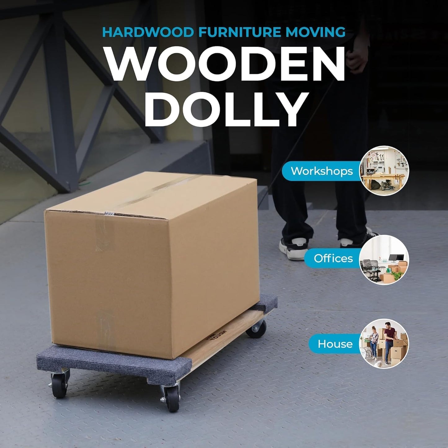 Simpli-Magic 30 in. x 18 in. Hardwood Furniture Moving Wooden Dolly Swivel Casters Mover Dollies 2,000 lbs. Capacity, Two Pack