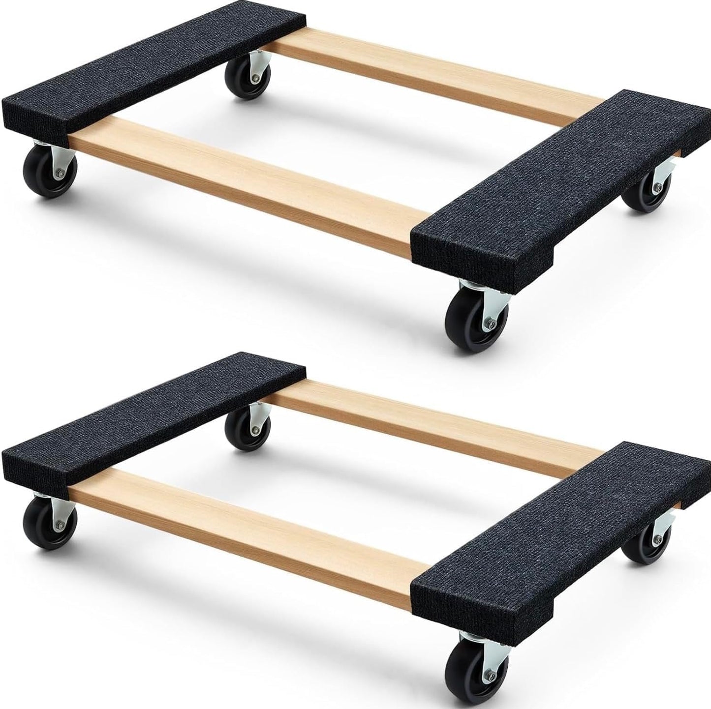 Simpli-Magic 30 in. x 18 in. Hardwood Furniture Moving Wooden Dolly Swivel Casters Mover Dollies 2,000 lbs. Capacity, Two Pack