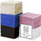 Simpli-Magic Cotton Wash Cloths 12"x12" (50 Pack) – Highly Absorbent Soft Towels – Commercial Terry Washcloth for Face, Hand, Bath, Kitchen, Gym & Hotel (Multicolor)