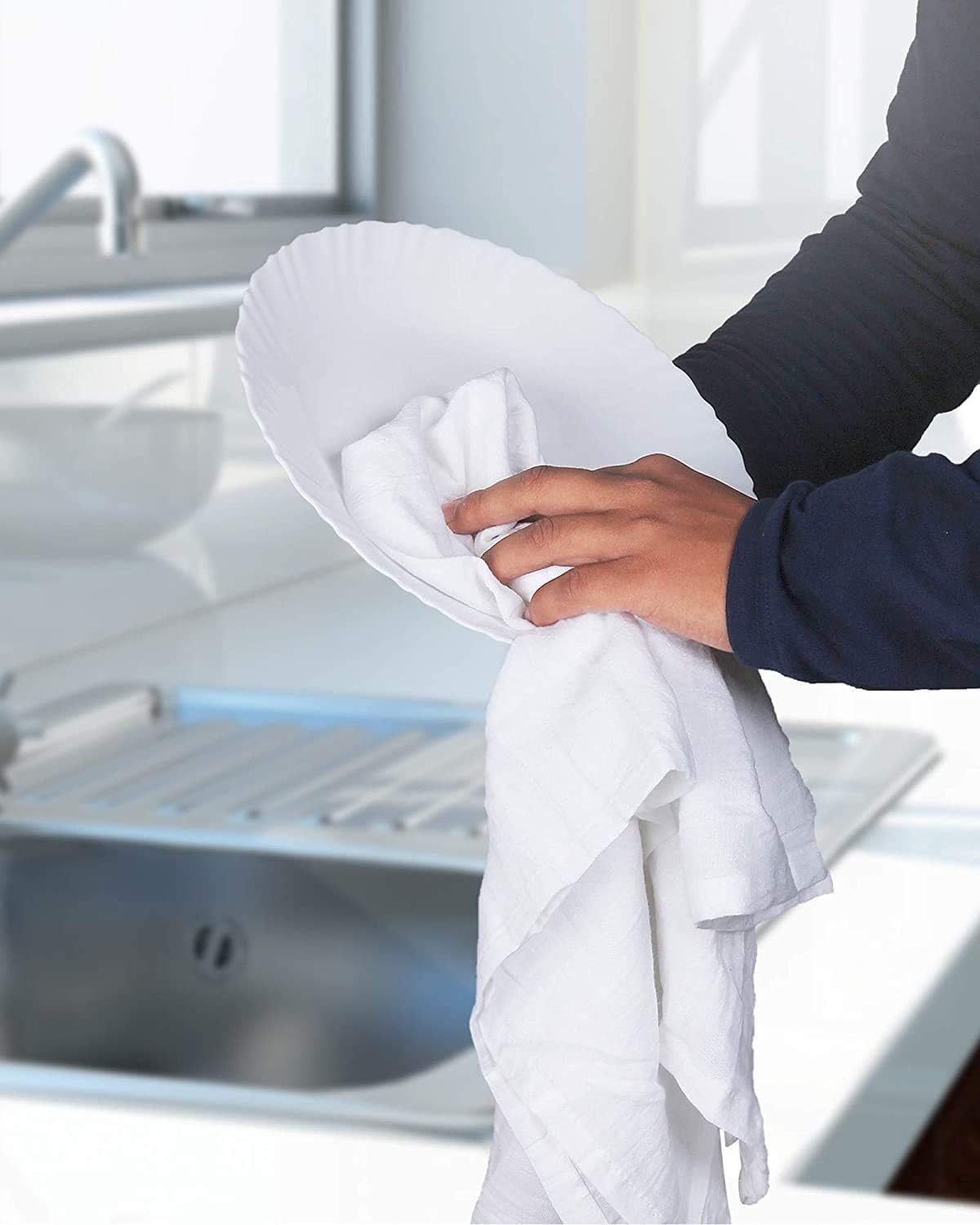 SIMPLI-MAGIC Flour Sack Kitchen Towels 24"x24" (12 Pack) – 100% Cotton, Lint-Free, High Absorbent Tea Towels – Perfect for Dish, Baking, Crafting
