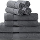 Simpli-Magic Bath Towel Set, 2 Bath Towels, 2 Hand Towels, and 4 Washcloths (8 Piece Set), Ring Spun Cotton Highly Absorbent Towels for Bathroom, Shower Towel (Gray)