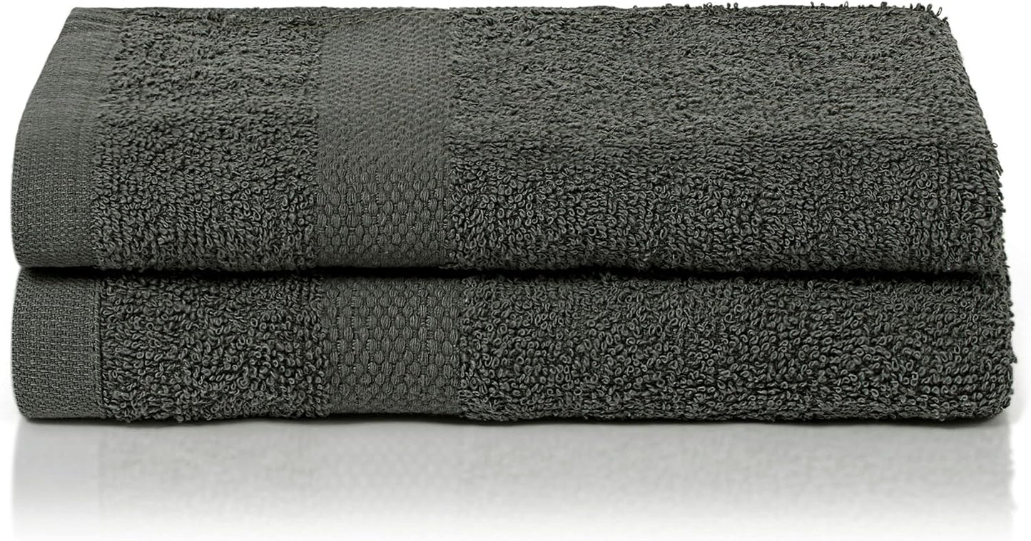 Simpli-Magic Bath Towel Set, 2 Bath Towels, 2 Hand Towels, and 4 Washcloths (8 Piece Set), Ring Spun Cotton Highly Absorbent Towels for Bathroom, Shower Towel (Gray)