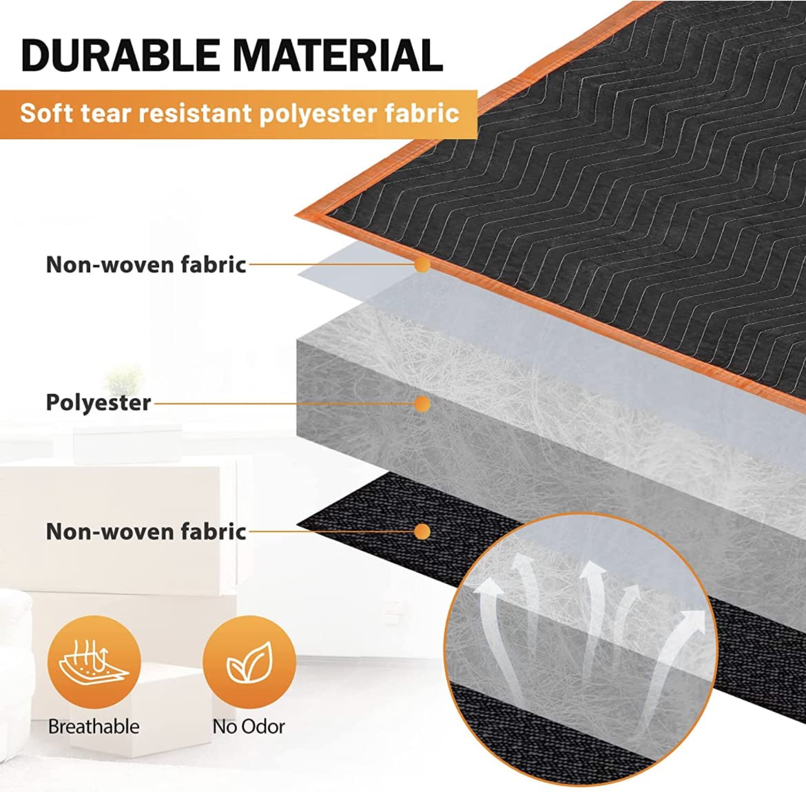 Simpli-Magic Heavy Duty Padded Moving Blankets 72" x 40" – 24 Pack – Packing Blankets, Furniture Covers for Moving