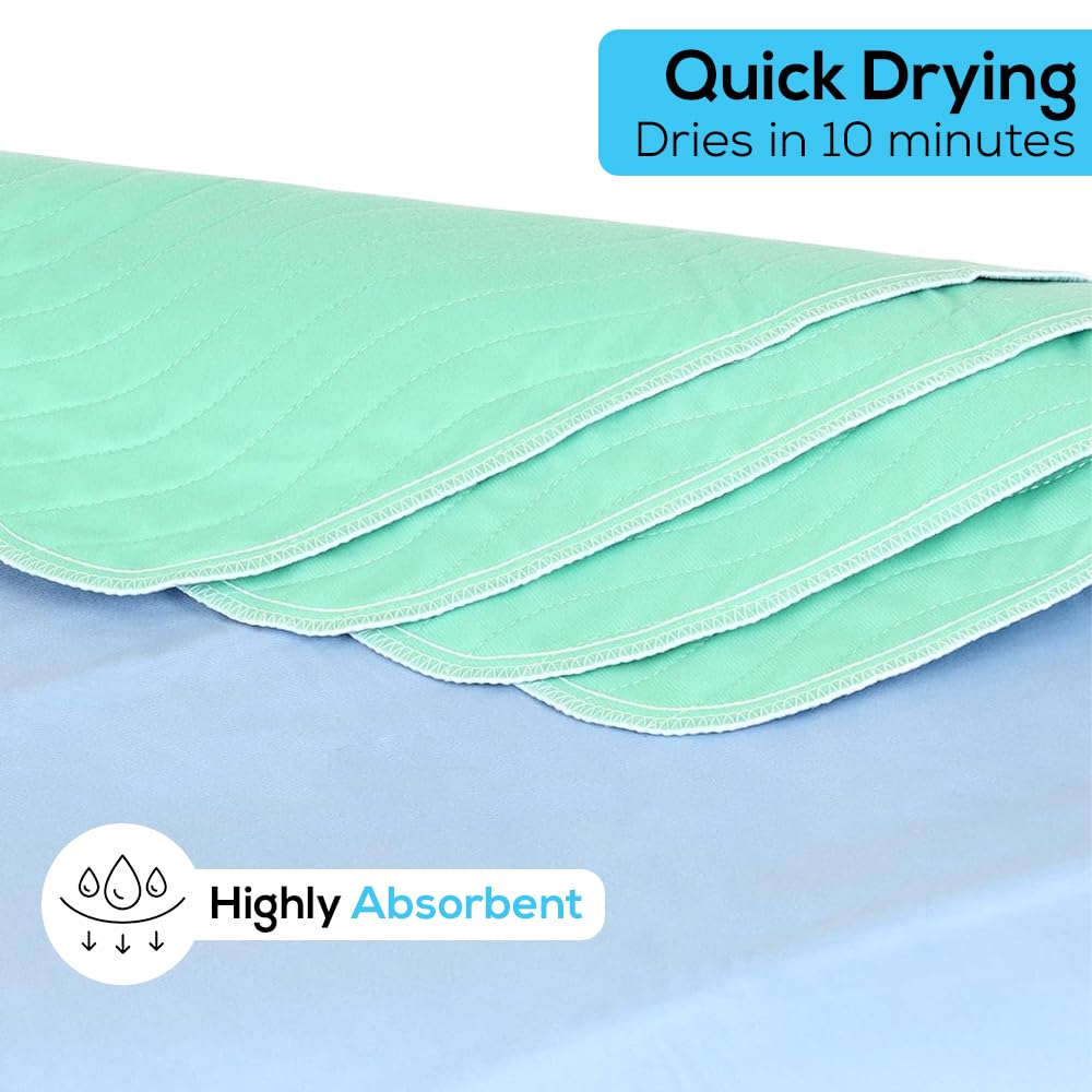 Simpli-Magic Washable Underpads, 34"x36" (Pack of 6) - Heavy Absorbency Reusable Bedwetting Incontinence Pads for Kids,Adults,Elderly,and Pets - Waterproof Protective Pad for Bed,Couch,Sofa,Floor